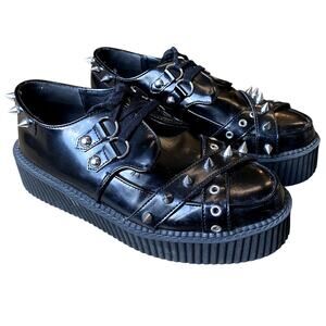 Killstar Twisted Creepers  Women's Black Platform Spiked Shoe 9